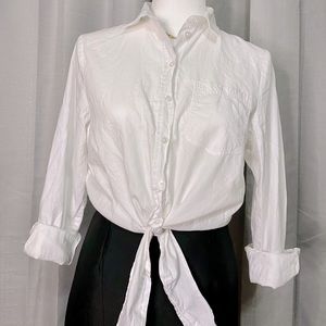Button down tie front shirt